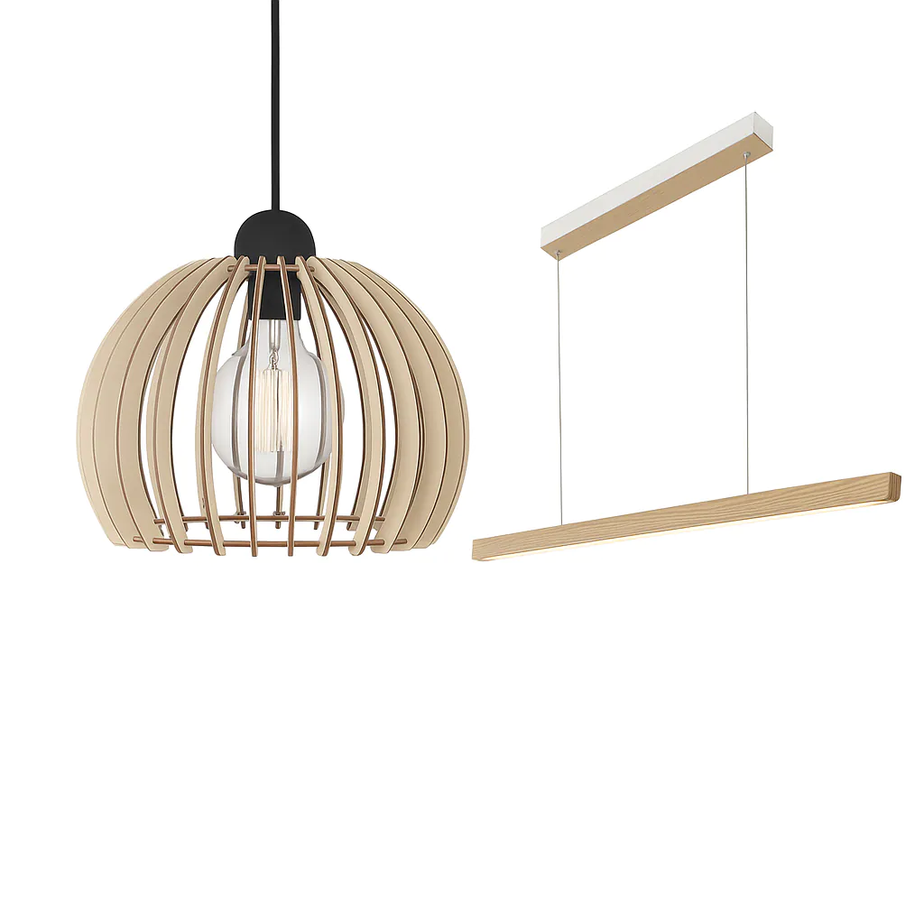 Lampada a sospensione in legno