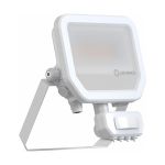 Ledvance Proiettore LED Aluminium Bianca 17W 2400lm 100D - 840 Bianco Freddo | IP65 - Sensore Di Movimento E Luce - Simmetrico