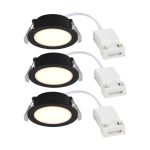 Confezione Multipack 3x Nordlux Downlight Olea Nero 4.4W 345lm 110D - 930 | 68mm - IP65 - Miglior Resa Cromatica