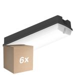 Confezione Multipack 6x Ledvance Bulkhead LED Compact Nero 8W 840lm - 830 Luce Calda -  | 356x115mm - IP65