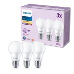Confezione Multipack 3x Philips Bulbo LED E27 Pera Ghiaccio 5W 470lm - 827 Bianco Molto Caldo