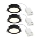 Confezione Multipack 3x Nordlux Downlight Olea Nero 4.4W 345lm 110D - 930 | 68mm - IP65 - Miglior Resa Cromatica