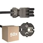 Confezione Multipack 50x Noxion GST - Compatibile Cavo di alimentazione Nero - Femmina + Schuko Europlug - 2m - 3 pole 0.75mm2