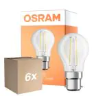 Confezione Multipack 6x Osram Retrofit Classic LED B22d P45 Sferica Filamento Chiara 4W 470lm - 827 Bianco Molto Caldo | Sostitutiva 40W