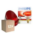 Confezione Multipack 12x Philips PAR38 IR 175W E27 230V Rossa