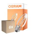 Confezione Multipack 6x Osram Classic LED E27 Candela Filamento Chiara 4.8W 470lm - 827 Bianco Molto Caldo | Dimmerabile - Sostitutiva 40W