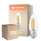 Confezione Multipack 10x Ledvance Classic LED E27 Candela Filamento Chiara 3.4W 470lm - 827 Bianco Molto Caldo | Dimmerabile - Sostitutiva 40W
